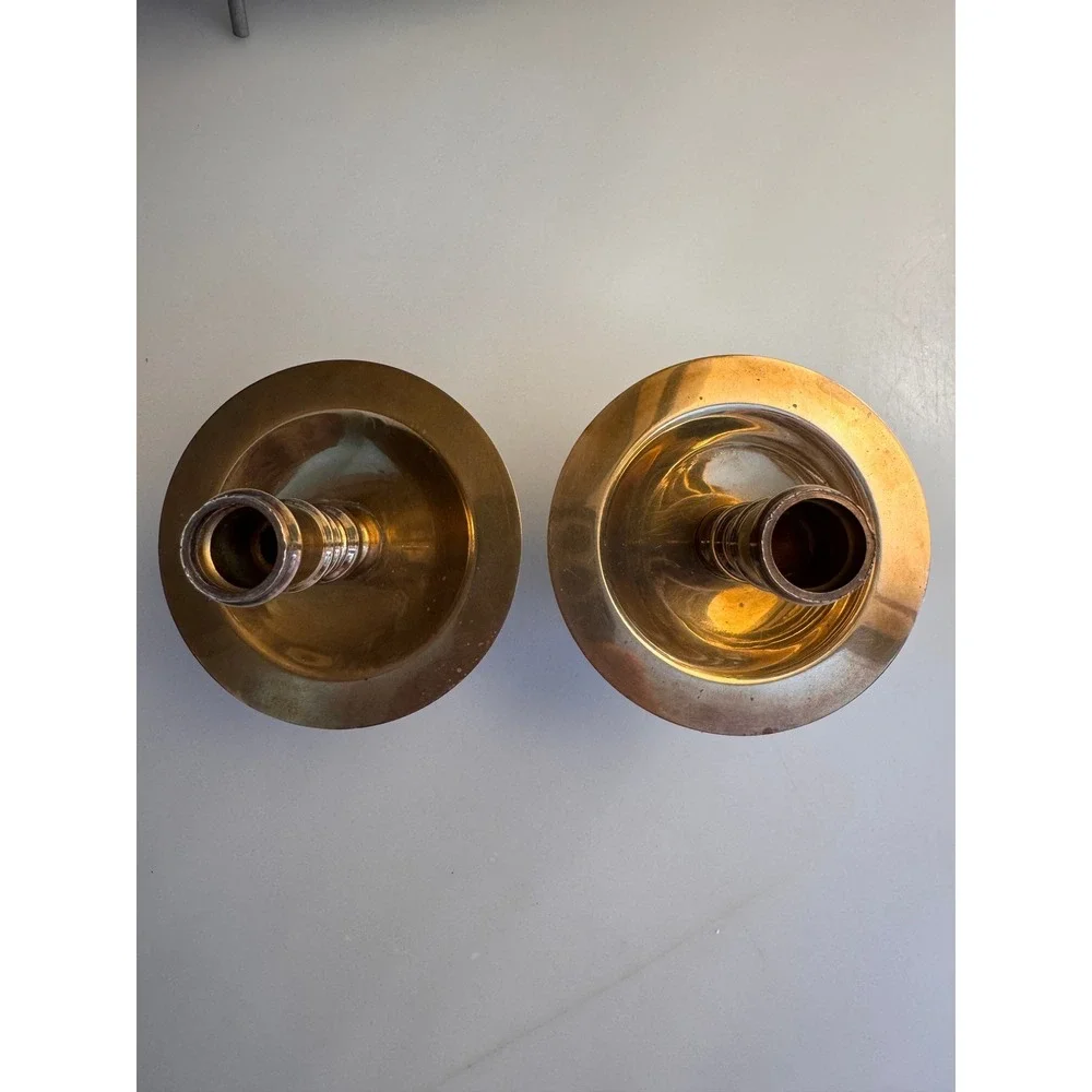 Vintage Brass Candlestick Holders Pair Modular Threaded Taper Candle Sticks 6.5